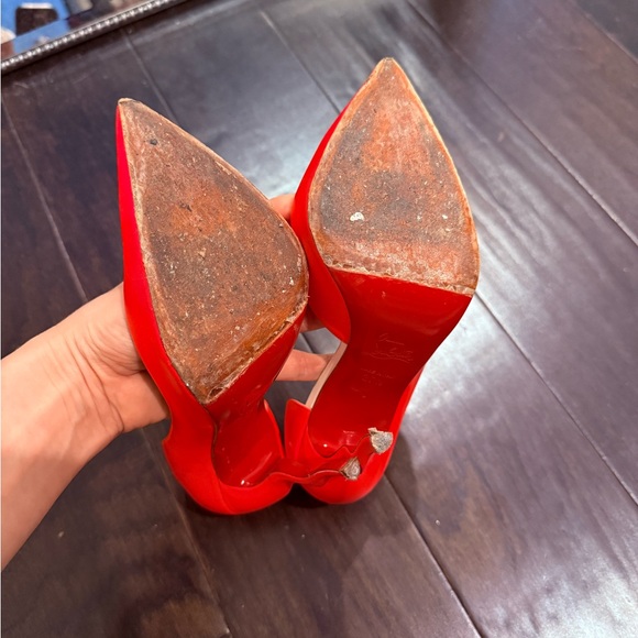 Christian Louboutin Fiery Red Curved Heels - Picture 6 of 8